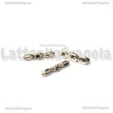 Spaziatore 3 fili con foglie in metallo argento antico 14x3mm