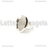 Base per anello in metallo Silver Plated con base tonda 25mm