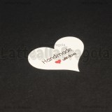 5 Tag Cuore in cartoncino bianco Handmade with Love 39x32mm