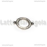 Connettore Tondo in Acciaio Inox con Strass Cristal 21x6mm