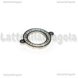 Connettore Tondo in Acciaio Inox con Strass Cristal 21x16mm
