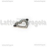 Connettore Cuore in Acciaio Inox con Strass Cristal 21x14mm