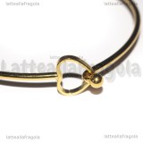 Bracciale Rigido Apribile in Acciaio Inox Dorato con Cuore 60mm diametro