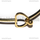 Bracciale Rigido Apribile in Acciaio Inox Dorato con Cuore 60mm diametro