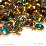 3 Charms Punto Luce in Acciaio Inox Dorato colori misti 8x6mm