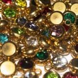 3 Charms Punto Luce in Acciaio Inox Dorato colori misti 8x6mm