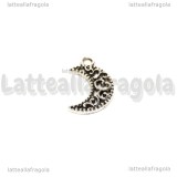 Charm Luna filigranata in metallo argento antico 17x11.5mm