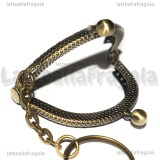 Chiusura Clic clac con portachiavi in metallo color bronzo 4.3x5.2cm