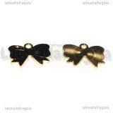 Ciondolo Fiocco in metallo dorato smaltato nero 18x14mm