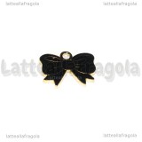 Ciondolo Fiocco in metallo dorato smaltato nero 18x14mm
