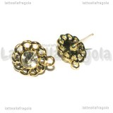Perni Filigrana Tonda in metallo dorato con Strass Cristal 15x12mm
