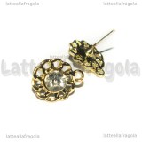 Perni Filigrana Tonda in metallo dorato con Strass Cristal 15x12mm