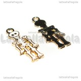 Ciondolo Scheletro in metallo dorato smaltato 26x10mm