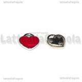Ciondolo Cuore in metallo argentato smaltato Rosso 12x11mm