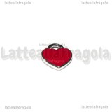Ciondolo Cuore in metallo argentato smaltato Rosso 12x11mm