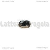 Ciondolo Cuore in metallo argentato smaltato Nero 12x11mm