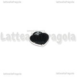 Ciondolo Cuore in metallo argentato smaltato Nero 12x11mm