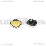Ciondolo Cuore in metallo argentato smaltato Pesca 12x11mm
