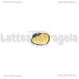 Ciondolo Cuore in metallo argentato smaltato Pesca 12x11mm