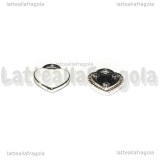 Ciondolo Cuore in metallo argentato smaltato Bianco 12x11mm