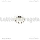 Ciondolo Cuore in metallo argentato smaltato Bianco 12x11mm