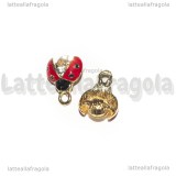 Ciondolo Coccinella con Strass in metallo dorato smaltato 15x11mm