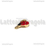 Ciondolo Coccinella con Strass in metallo dorato smaltato 15x11mm