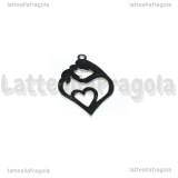 Ciondolo Cuore Mamma e Figlio in Acciaio Inox 24x17mm