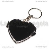 Doppio Specchietto Cuore Portachiavi in metallo argentato 47x51mm