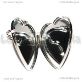 Doppio Specchietto Cuore Portachiavi in metallo argentato 47x51mm