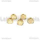 5 Perle Lanterna in acrilico Crema e Oro 6.5x7.5mm