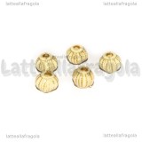 5 Perle Lanterna in acrilico Crema e Oro 6.5x7.5mm