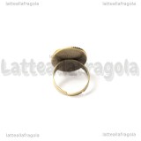 Base anello in rame color bronzo con base cammeo 25x18mm