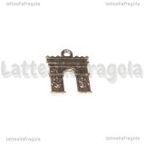 Ciondolo Arco di Trionfo double-face in metallo argento antico 18x14.5mm