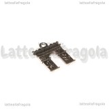 Charm double-face Arco di Trionfo in metallo argneto antico 15x14mm