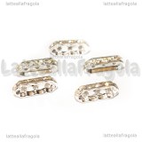 5 Spaziatori 3 fili in rame Silver plated con strass cristal 18x7mm