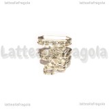 5 Spaziatori 3 fili in rame Silver plated con strass cristal 18x7mm