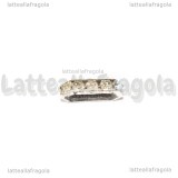 5 Spaziatori 3 fili in rame Silver plated con strass cristal 18x7mm