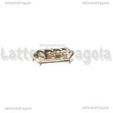 5 Spaziatori 3 fili in rame Silver plated con strass cristal 18x7mm