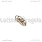 5 Spaziatori 3 fili in rame Silver plated con strass cristal 18x7mm
