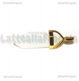 Ciondolo Biterminato Opalite con portapendente in ottone dorato 38-45x13-10mm