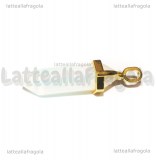 Ciondolo Biterminato Opalite con portapendente in ottone dorato 38-45x13-10mm