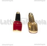 Charm Smalto Rosso in metallo dorato smaltato 26x9.5mm