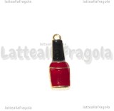 Charm Smalto Rosso in metallo dorato smaltato 26x9.5mm