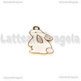 Charm Coniglio in metallo dorato smaltato 21x14mm