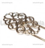 Spillone Capelli in metallo Silver Plated con filigrana 12.5x2cm