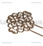 Spillone Capelli in metallo Silver Plated con filigrana 12.5x3.7cm