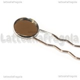 Fermaglio Capelli Base Tonda 14mm in metallo argentato 79x16mm