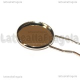 Fermaglio Capelli Base Tonda 18mm in metallo argentato 82.5x20mm