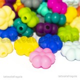 3 Fiori in Silicone foro passante Colori Vari 14x13mm